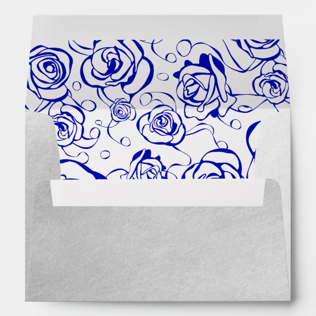 Silver Foil Floral on Royal blue Envelopes (Back (Bottom))