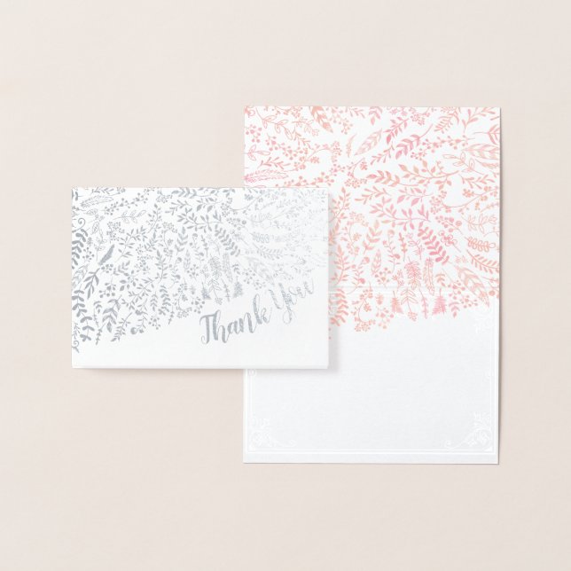 Silver Foil Floral Typography Thank You Card (Display)