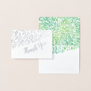 Silver Foil Floral Typography Thank You Card