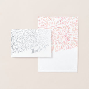 Silver Foil Floral Typography Thank You Foil Card