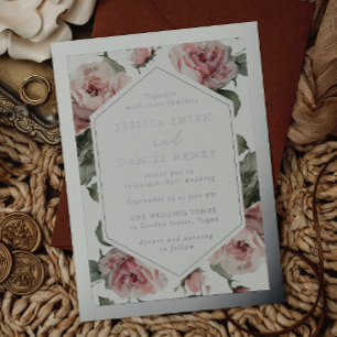 Silver Foil Frame Blush Floral Wedding