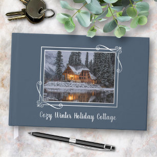 Silver Foil Frame on Blue Cottage House Guest Book