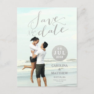 Silver Foil Glamour Photo Save the Date Postcard