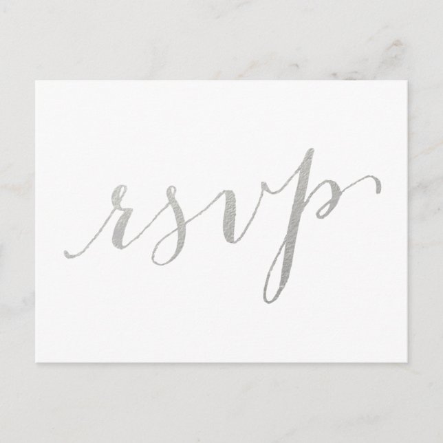 Silver Foil Glamour | Wedding RSVP Postcard (Front)