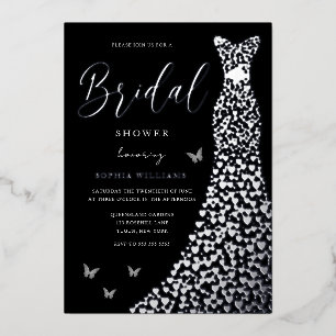Silver Foil Heart Gown with Black Bridal Shower