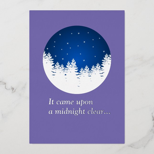 Silver Foil Holiday Card - Midnight Clear (Front)