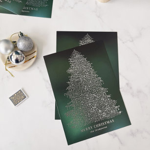 Silver Foil Illustrated Christmas Tree Card