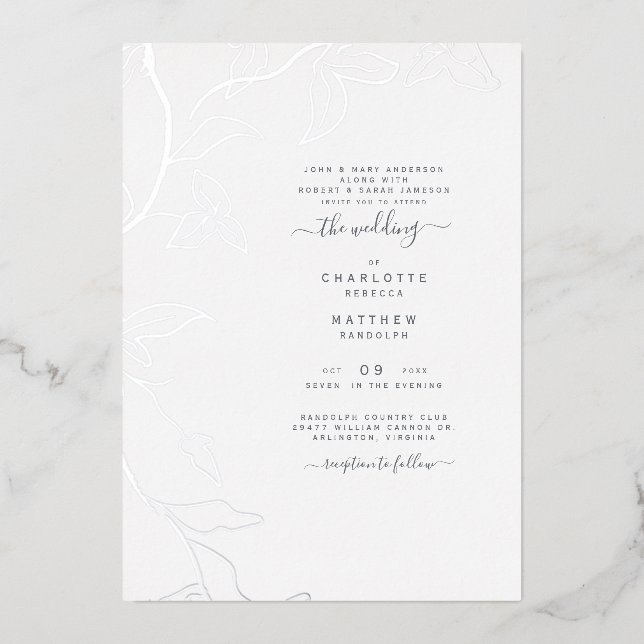 Silver Foil Ivy Both Sets of Parents Wedding (Front)