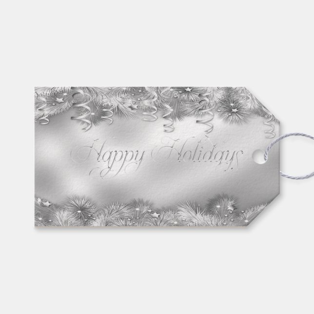 Silver Foil Look Gift Tags (Front (Horizontal))