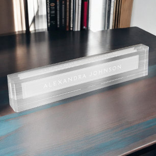 Silver Foil Luxury Professional Modern Nameplate