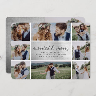 Silver Foil Married & Merry Wedding Announcement