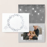Silver Foil Merry Christmas Snow Photo Card<br><div class="desc">Silver Foil Merry Christmas Charcoal Grey Hand Lettered Script Snowflake Photo Card. The photo and text of this Christmas Card can be updated and customised with your photo and name. This card displays your name on the inside of the Silver Foil Christmas Card.</div>