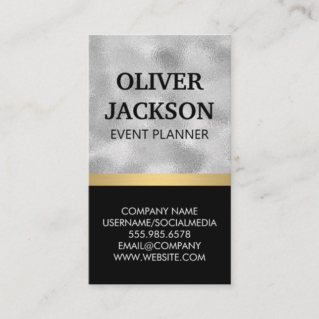 Silver Foil | Metallic Shine Business Card (Front)