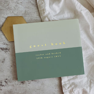 Silver Foil Mint Green Colour Block Simple Wedding Guest Book