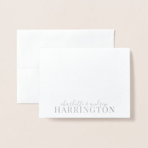 Silver Foil Monogram Couple Name Card