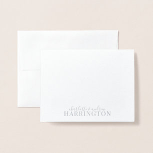 Silver Foil Monogram Couple Name Foil Card