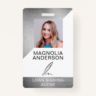 Silver Foil Notary Loan Signing Agent Quill ID Badge