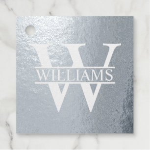 Silver Foil Personalised Monogram and Name Favour Tags