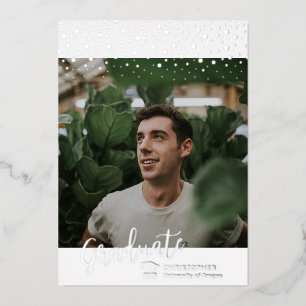 Silver Foil Photo Graduation Announcement Card