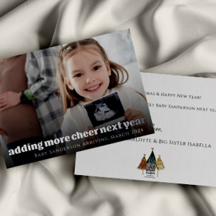 Silver Foil Pregnancy Announcement Christmas Card