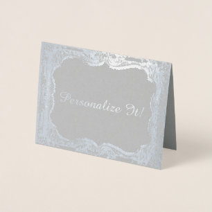 Silver Foil Print Victorian Frame Card
