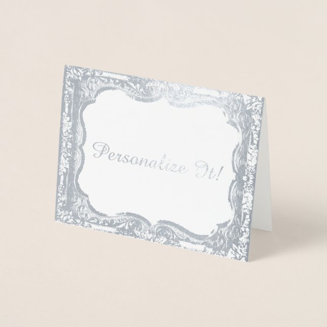 Silver Foil Print Victorian Frame Card (Front)