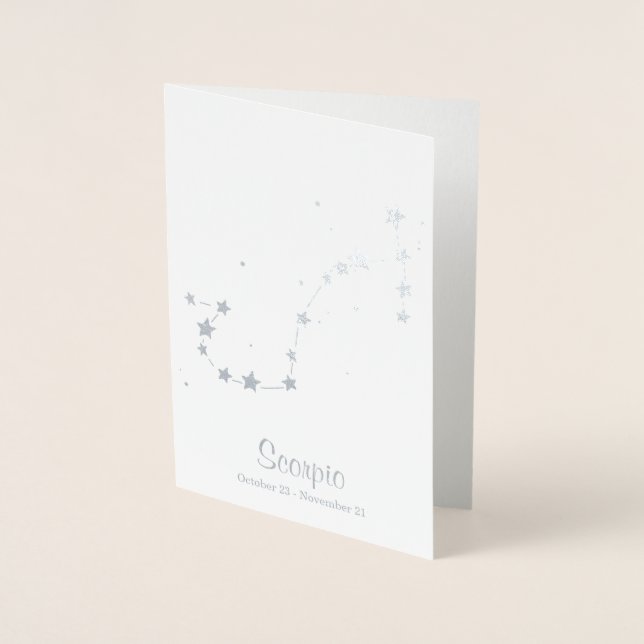 Silver Foil SCORPIO Zodiac Sign Constellation Card (Front)