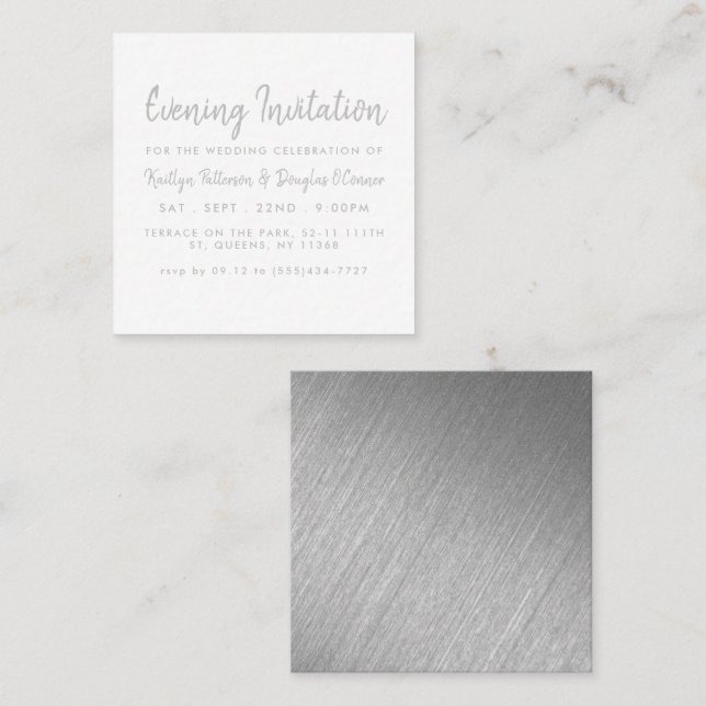 Silver Foil & Script Evening Event Ticket Invite (Front/Back)