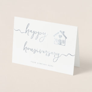 Silver Foil Script Happy Housiversary Card