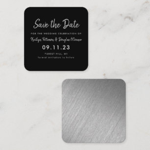 Silver Foil & Script Save The Date Card