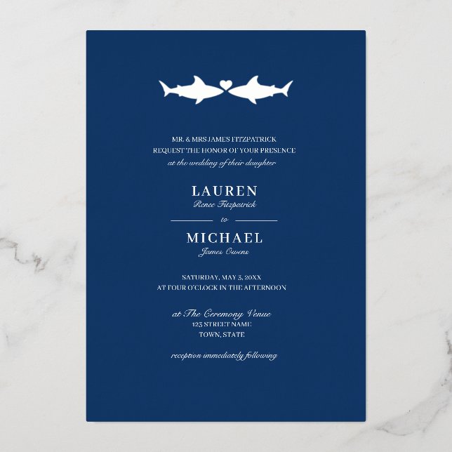 Silver Foil Shark Wedding (Front)