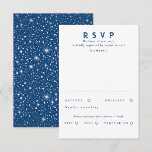 Silver Foil Stars Modern Wedding RSVP Card