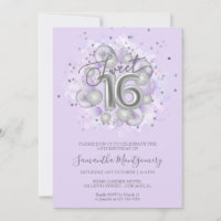 Silver Foil Sweet 16 Bday Balloons Party Lavender