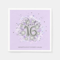 Silver Foil Sweet 16 Bday Balloons Party Lavender