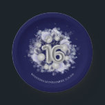 Silver Foil Sweet 16 Bday Balloons Royal Blue Paper Plate<br><div class="desc">Let your friends know to mark their calendars for your special day with these beautiful dusty blue Sweet 16 paper plates. Each paper plate features a festive design with beautiful balloons, perfect for setting the mood for a day of fun and celebration. Whether you plan to host a grand ballroom...</div>