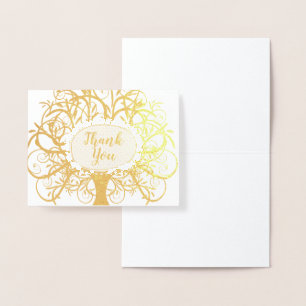 Silver Foil Swirl Tree Thank You Card
