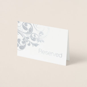 Silver Foil Swirls Elegant Flourish Reserved Card