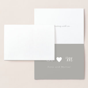 silver foil thank you monogrammed wedding foil card