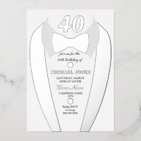 Silver Foil Tuxedo Suit Mens 40th Birthday Party