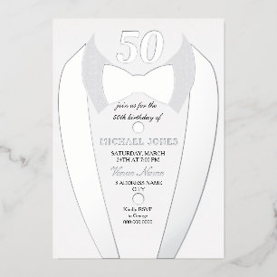 Silver Foil Tuxedo Suit Mens 50th Birthday Party
