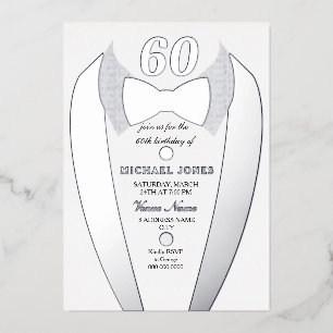 Silver Foil Tuxedo Suit Mens 60th Birthday Party
