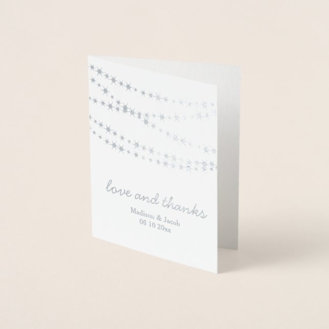 Silver Foil Twinkle Lights on Kraft Thank You Card (Front)