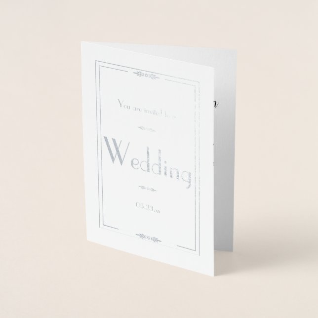 Silver Foil Wedding Invitation Card (Front)