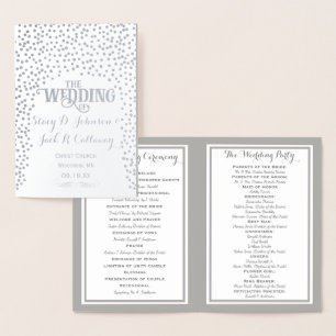 Silver Foil WEDDING PROGRAM Confetti Card