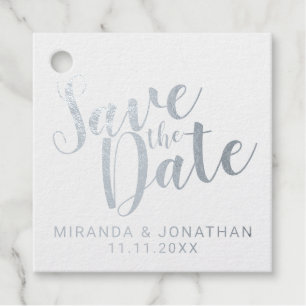 Silver Foil Wedding Save the Date Favour Tags