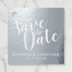 Silver Foil Wedding Save the Date Favour Tags