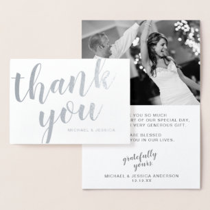 Silver Foil Wedding Thank You with Photo Card