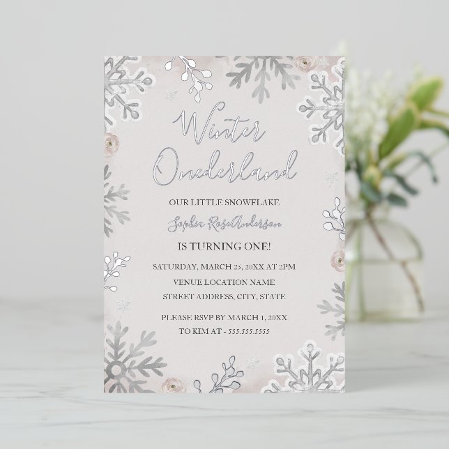 SILVER FOIL Winter Onederland 1st Birthday (Standing Front)