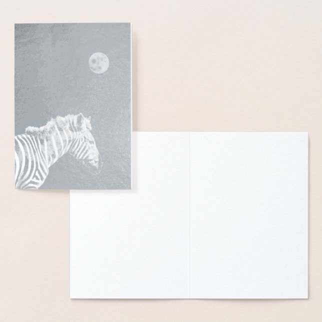 Silver Foil Zebra with Moon Foil Card (Display)