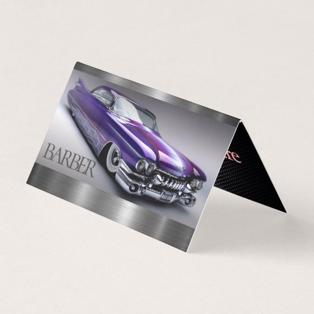 Silver Folded four[sided Classic Car Business Card (Front)